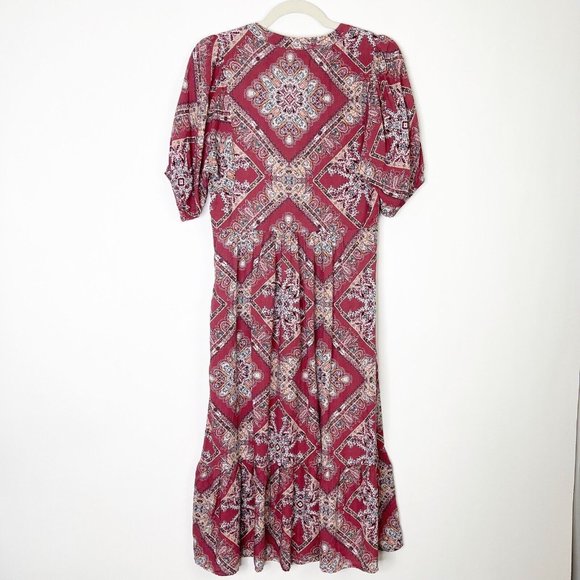 Knox Rose Boho Midi Dress Size XS Red Bohemian Peasant - Picture 9 of 12